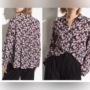 Vince Micro painted Floral Silk Button Down Shirt